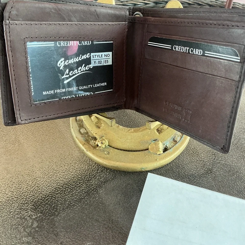Men's Brown Leather Wallet with Eagle Design